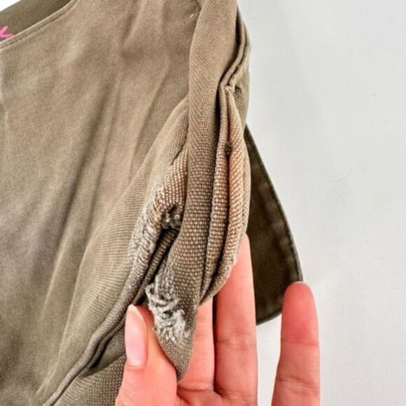 Vintage Y2K Gap Canvas Handpainted Fire Print Crossbody Messenger Bag Green - Picture 9 of 12